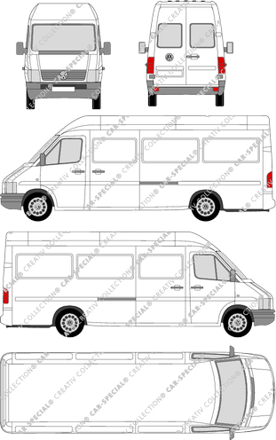 Volkswagen LT 35, furgone, tetto alto, vitre arrière (1996)