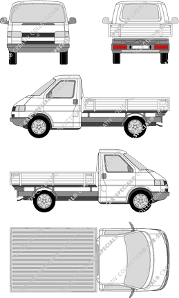 Volkswagen Transporter, T4, pianale, empattement court, Einzelkabine (1990)