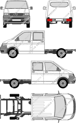 Volkswagen Transporter, T5, Chassis for superstructures, double cab (2003)