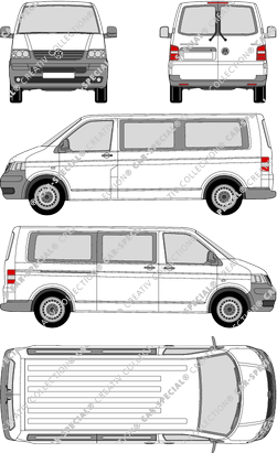 Volkswagen Transporter, T5, camionnette, Radstand lang, Rear Wing Doors, 1 Sliding Door (2003)