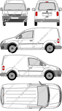 Volkswagen Caddy, Kastenwagen, Heck verglast, Rear Flap (2004)