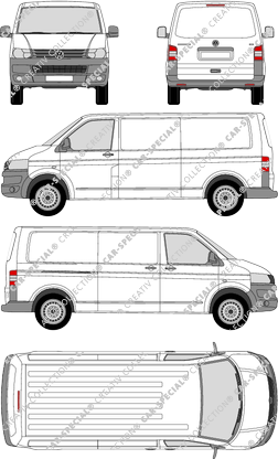 Volkswagen Transporter, T5, Kastenwagen, Normaldach, langer Radstand, Rear Flap, 1 Sliding Door (2009)