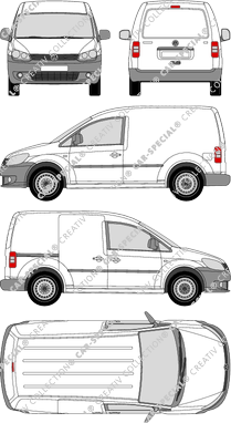 Volkswagen Caddy, Kastenwagen, Rear Flap, 1 Sliding Door (2010)