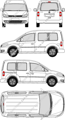 Volkswagen Caddy, Hochdachkombi, Rear Flap, 1 Sliding Door (2010)