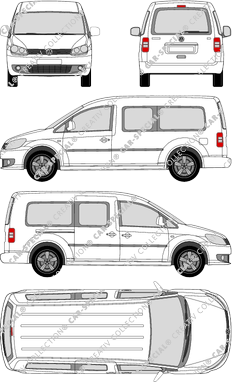 Volkswagen Caddy, Maxi, Hochdachkombi, Rear Flap, 1 Sliding Door (2010)