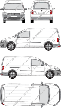 Volkswagen Caddy, Maxi, Kastenwagen, Heck verglast, Rear Flap, 1 Sliding Door (2015)