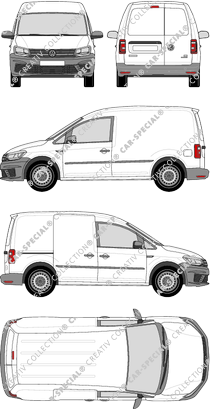 Volkswagen Caddy, Kastenwagen, Rear Wing Doors, 1 Sliding Door (2015)