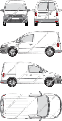Volkswagen Caddy, Kastenwagen, Heck verglast, Rear Wing Doors, 1 Sliding Door (2015)