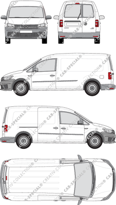 Volkswagen Caddy, Maxi, Kastenwagen, Heck verglast, Rear Wing Doors, 1 Sliding Door (2015)