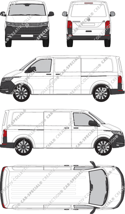 Volkswagen Transporter, T6.1, furgone, Normaldach, empattement long, Rear Flap, 2 Sliding Doors (2019)