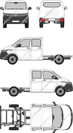 Volkswagen Transporter, T6.1, Fahrgestell für Aufbauten, langer Radstand, Doppelkabine (2019)