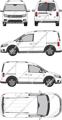 Volkswagen Caddy Alltrack, fourgon, Heck verglast, Rear Wing Doors, 2 Sliding Doors (2015)