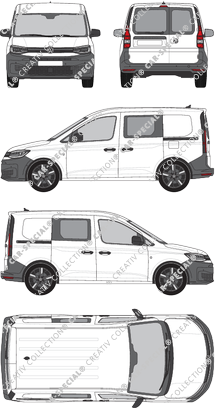 Volkswagen Caddy Cargo, Kastenwagen, Heck verglast, Doppelkabine, Rear Wing Doors, 2 Sliding Doors (2020)