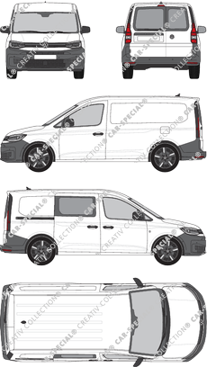 Volkswagen Caddy Cargo, Kastenwagen, Heck verglast, rechts teilverglast, Rear Wing Doors, 1 Sliding Door (2020)