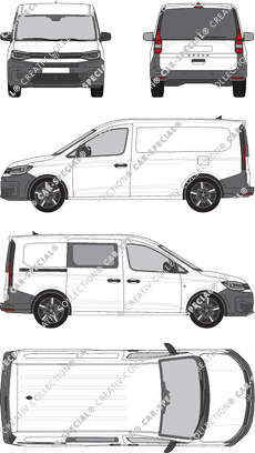 Volkswagen Caddy Cargo, Kastenwagen, Heck verglast, rechts teilverglast, Rear Flap, 1 Sliding Door (2020)