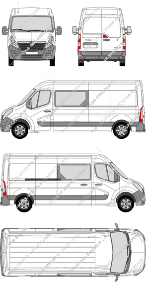 Vauxhall Movano, FWD, Kastenwagen, L3H2, Doppelkabine, Rear Wing Doors, 1 Sliding Door (2010)
