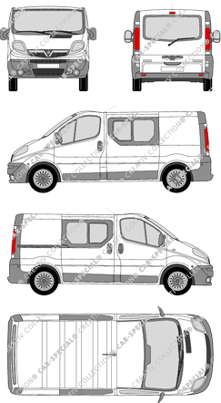 Vauxhall Vivaro, furgone, L1H1, vitre arrière, Doppelkabine, Rear Flap, 1 Sliding Door (2006)