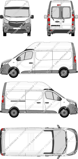 Vauxhall Vivaro, furgone, L2H2, vitre arrière, Rear Wing Doors, 1 Sliding Door (2014)