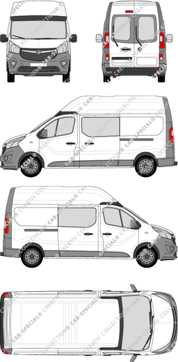 Vauxhall Vivaro, Kastenwagen, L2H2, Heck verglast, Doppelkabine, Rear Wing Doors, 2 Sliding Doors (2014)