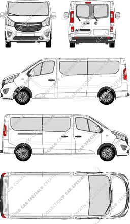Vauxhall Vivaro Combi, Combi, L2H1, Rear Wing Doors, 1 Sliding Door (2014)